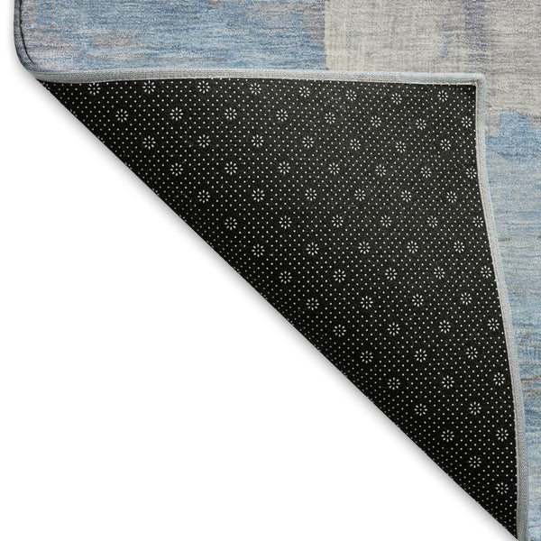 HomeRoots 10' Washable Abstract Area Rug in Beige, Salmon & Blue - UV Protected, Stain Resistant, Durable Design 693906
