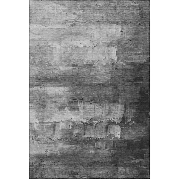 HomeRoots 5' X 8' Modern Gray Silver Charcoal Abstract Washable Area Rug with UV Protection & Non-Slip Backing 693908