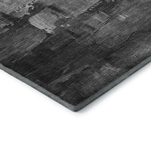 HomeRoots 10' Gray Silver Charcoal Abstract Washable Area Rug - UV Protected, Durable, and Easy Care Design 693912
