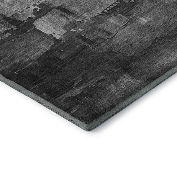 HomeRoots 10' Gray Silver Charcoal Abstract Washable Area Rug - UV Protected, Durable, and Easy Care Design 693912