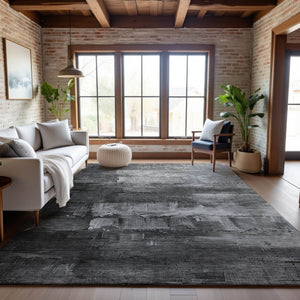 HomeRoots 10' Gray Silver Charcoal Abstract Washable Area Rug - UV Protected, Durable, and Easy Care Design 693912