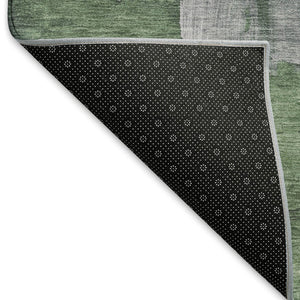 HomeRoots 5' Lavender & Green Abstract Area Rug - Modern, Washable, UV-Protected, Stain-Resistant & Non-Slip 693914