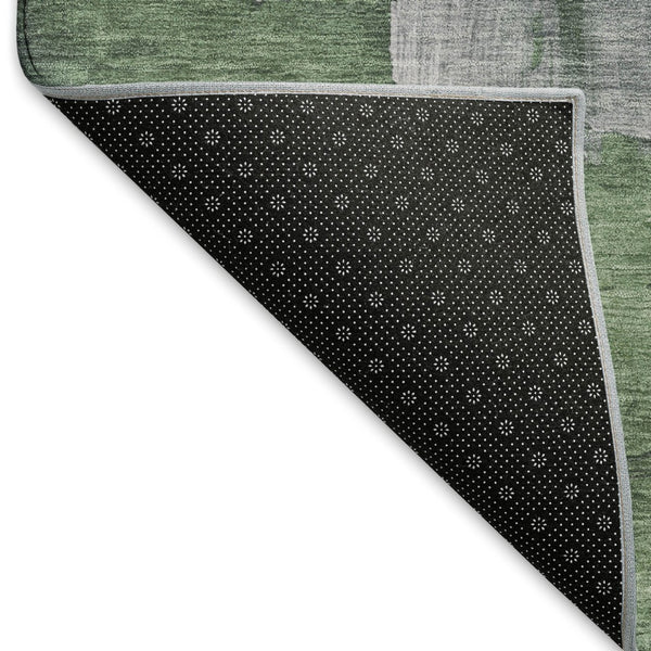 HomeRoots 5' Lavender & Green Abstract Area Rug - Modern, Washable, UV-Protected, Stain-Resistant & Non-Slip 693914