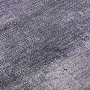 HomeRoots 8' X 8' Contemporary Lavender & Green Abstract Round Rug - Washable, UV Protected, Durable Design 693915