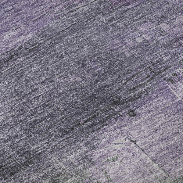 HomeRoots 8' X 8' Contemporary Lavender & Green Abstract Round Rug - Washable, UV Protected, Durable Design 693915