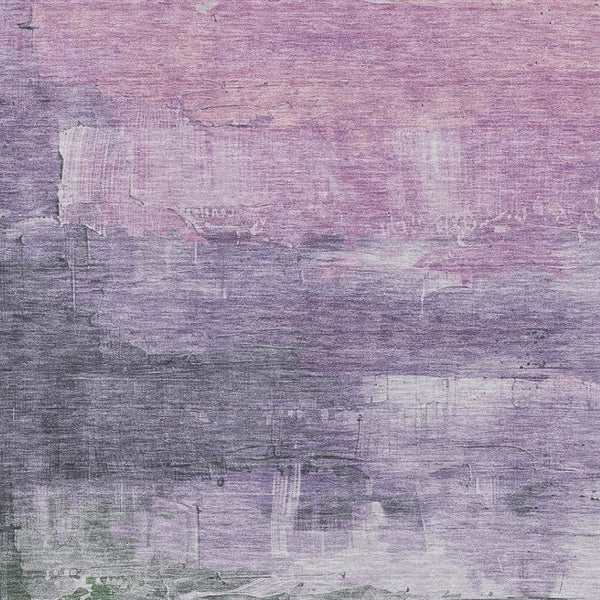 HomeRoots 10' X 14' Modern Lavender and Green Abstract Area Rug - Washable, UV-Protected, Perfect for Busy Homes 693918