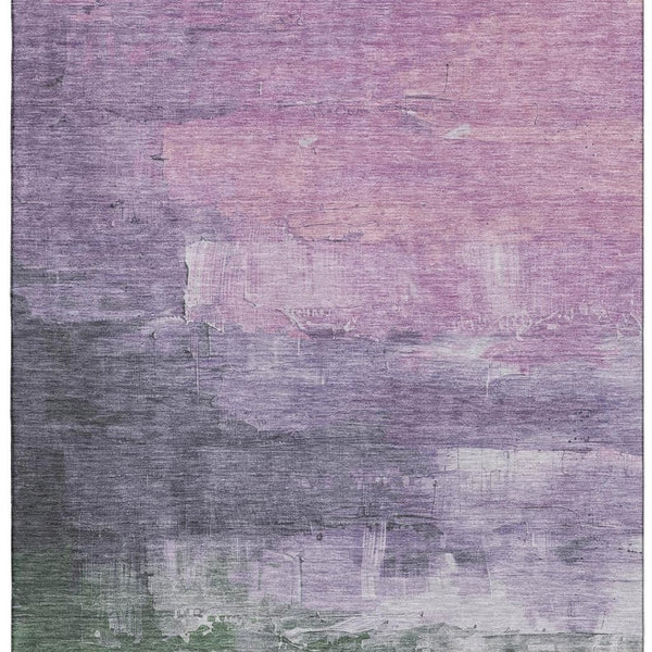 HomeRoots 10' X 14' Modern Lavender and Green Abstract Area Rug - Washable, UV-Protected, Perfect for Busy Homes 693918