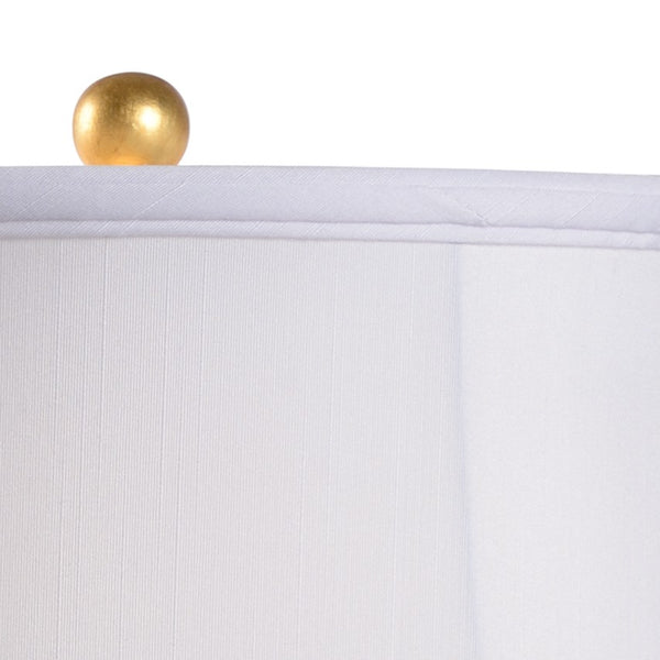 Chelsea House Blue Hand-Painted Swirl Lamp — Double-Gourd Porcelain Table Lamp With Gold Leaf Trim & Bell Shade, Transitional Elegance 69392