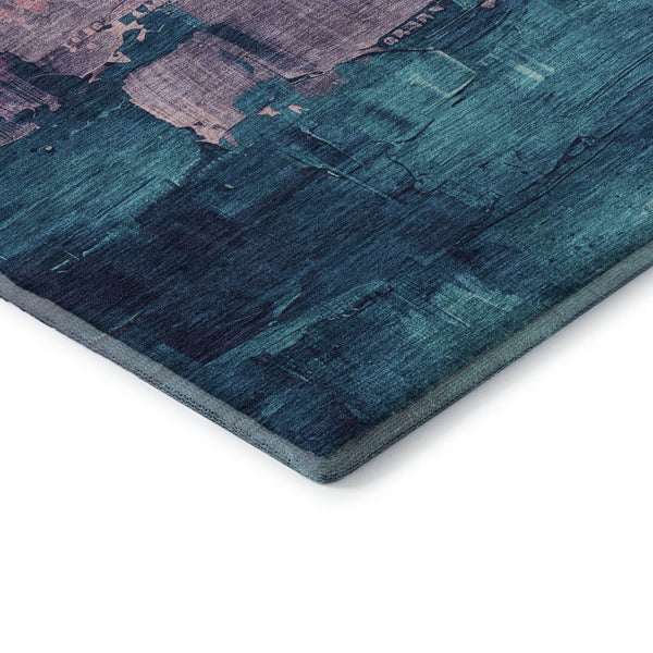HomeRoots 9' X 12' Washable Merlot Gold Blue Purple Area Rug - Abstract Design with UV Protection & Stain Resistance 693923
