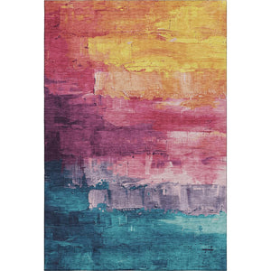 HomeRoots 10' X 14' Vibrant Merlot Gold Blue Purple Abstract Washable Area Rug with UV Protection & Durability 693924