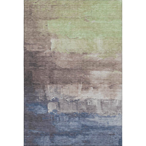 HomeRoots 9' X 12' Versatile Coffee, Green & Blue Abstract Area Rug – Washable, UV Protected & Kid-Friendly! 693929