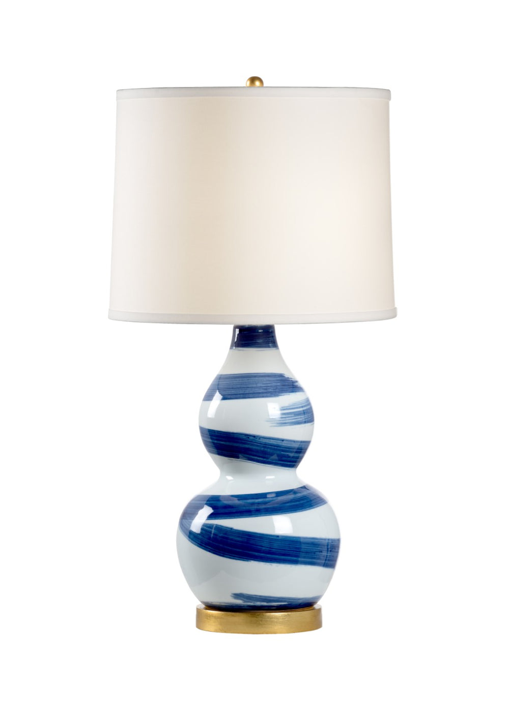 Chelsea House Essex Hand-Painted Blue Swirl Porcelain Lamp With Antique Gold Base & Ecru Silkette Shade, 27" 69393