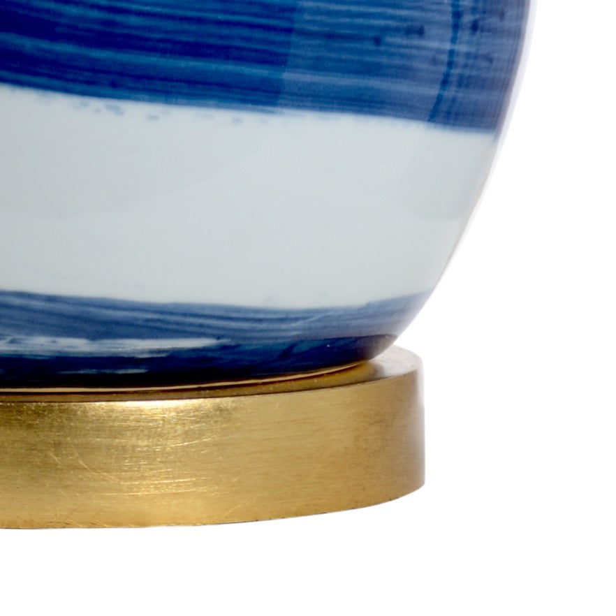 Chelsea House Essex Hand-Painted Blue Swirl Porcelain Lamp With Antique Gold Base & Ecru Silkette Shade, 27" 69393