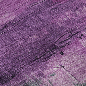 HomeRoots 8' X 8' Abstract Round Rug in Purple, Emerald & Coral | Washable, UV-Protected, Non-Slip Design 693933