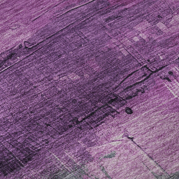 HomeRoots 8' X 8' Abstract Round Rug in Purple, Emerald & Coral | Washable, UV-Protected, Non-Slip Design 693933