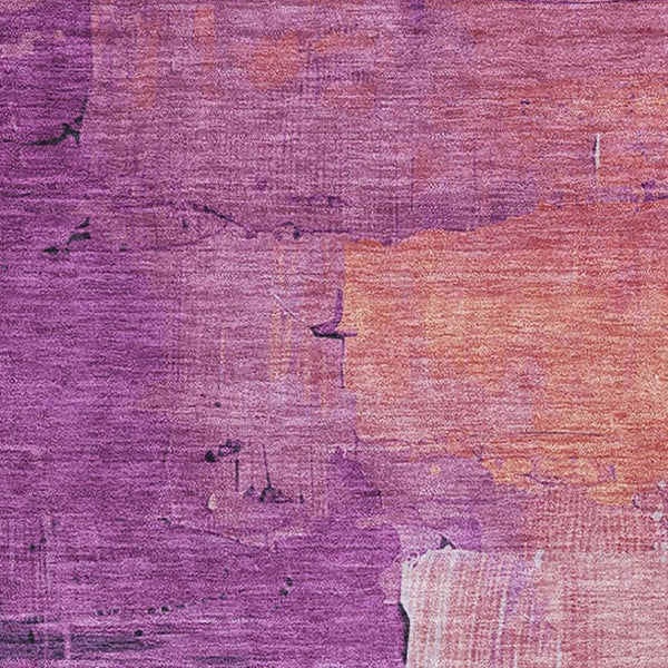 HomeRoots 8' Abstract Area Rug in Purple, Emerald & Coral - Washable, Stain Resistant, UV Protected & Non-Slip 693934