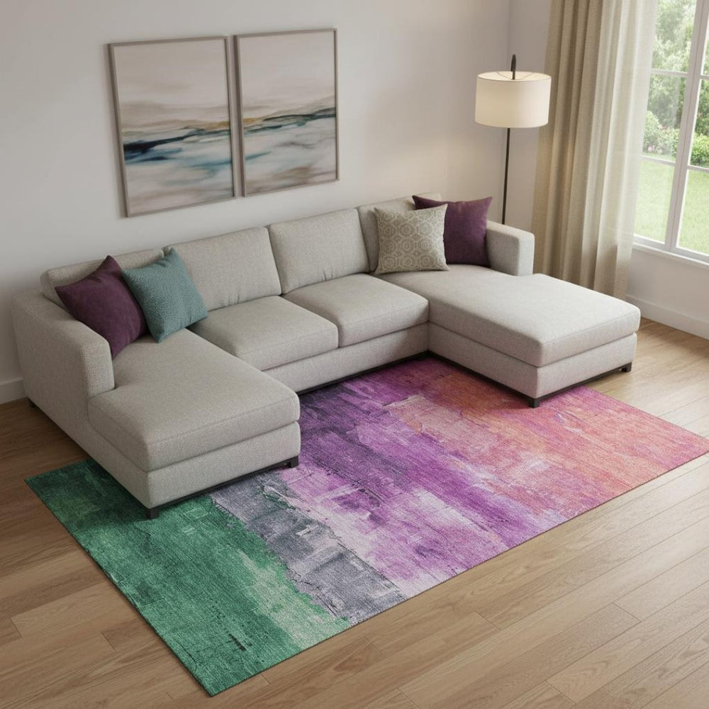 HomeRoots 10' X 14' Purple Emerald Coral Abstract Area Rug – Stain Resistant, Washable, UV Protected & Stylish! 693936