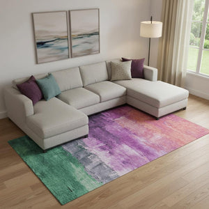 HomeRoots 10' X 14' Purple Emerald Coral Abstract Area Rug – Stain Resistant, Washable, UV Protected & Stylish! 693936