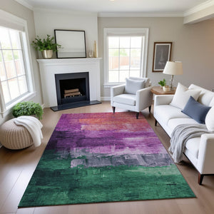 HomeRoots 10' X 14' Purple Emerald Coral Abstract Area Rug – Stain Resistant, Washable, UV Protected & Stylish! 693936
