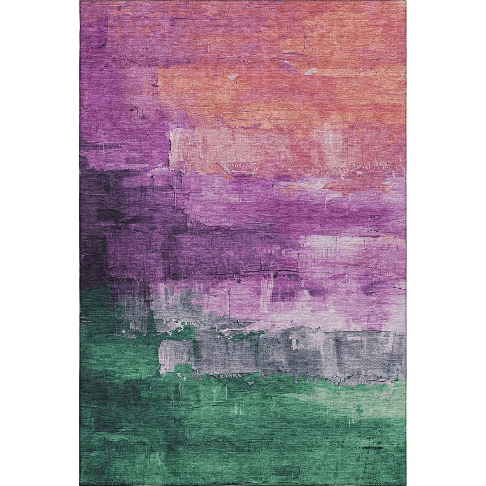 HomeRoots 10' X 14' Purple Emerald Coral Abstract Area Rug – Stain Resistant, Washable, UV Protected & Stylish! 693936