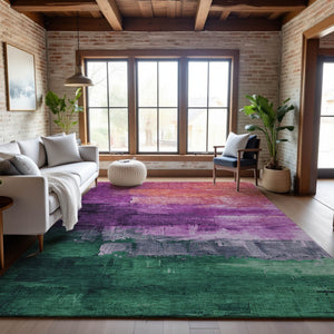 HomeRoots 10' X 14' Purple Emerald Coral Abstract Area Rug – Stain Resistant, Washable, UV Protected & Stylish! 693936