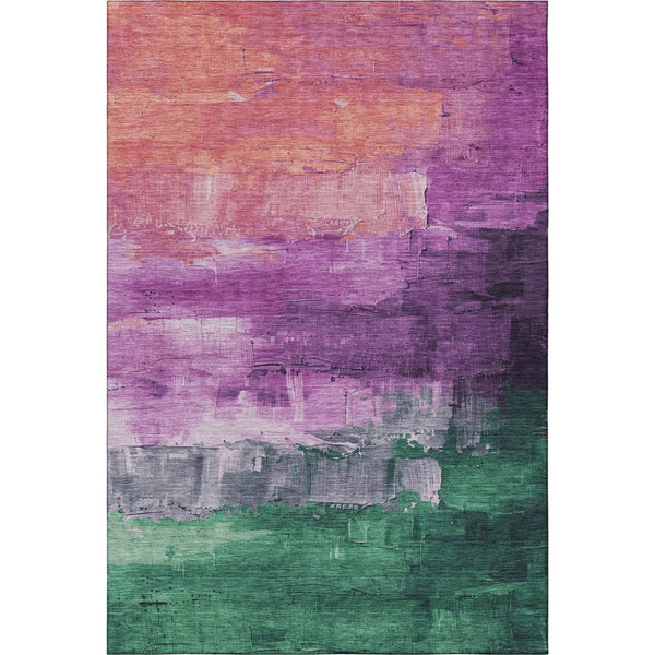 HomeRoots 10' X 14' Purple Emerald Coral Abstract Area Rug – Stain Resistant, Washable, UV Protected & Stylish! 693936