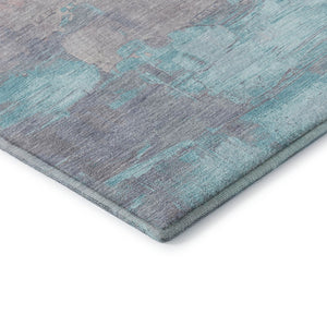 HomeRoots 9' X 12' Salmon Silver & Teal Abstract Washable Area Rug - UV Protected, Stain-Resistant Design! 693941