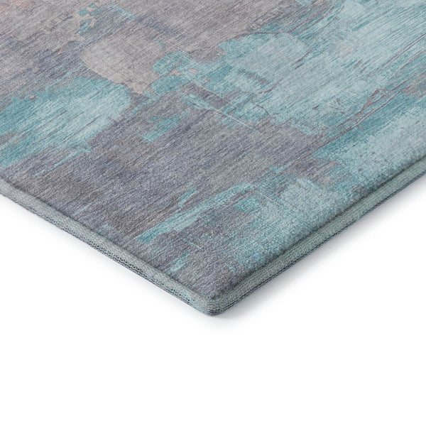 HomeRoots 9' X 12' Salmon Silver & Teal Abstract Washable Area Rug - UV Protected, Stain-Resistant Design! 693941