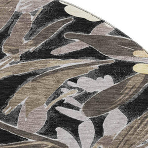 HomeRoots 8' X 8' Elegant Floral Washable Round Rug – Durable, Stain-Resistant, UV-Protected for High-Traffic Areas 693945