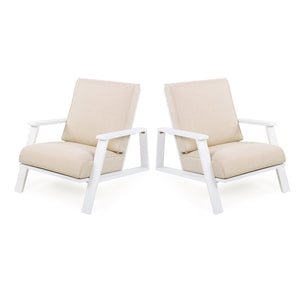 English Elm Christopher Knight Home® - Patio Lounge Chair Set Of 2 - Stylish White Acacia Wood Frame & Weather-Resistant Beige Cushions N779P291591W-2