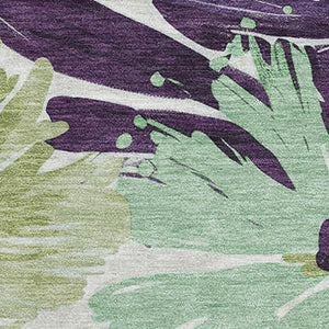 HomeRoots 5' X 8' Floral Area Rug in Purple, Green & Ivory - Washable, UV Protected, Non-Slip, Stain Resistant! 693968