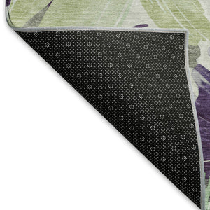 HomeRoots 10' X 14' Floral Area Rug in Purple, Green & Ivory - Washable, UV Protected, Pet-Friendly Design! 693972