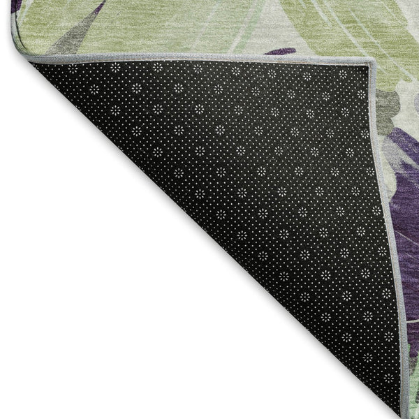 HomeRoots 10' X 14' Floral Area Rug in Purple, Green & Ivory - Washable, UV Protected, Pet-Friendly Design! 693972
