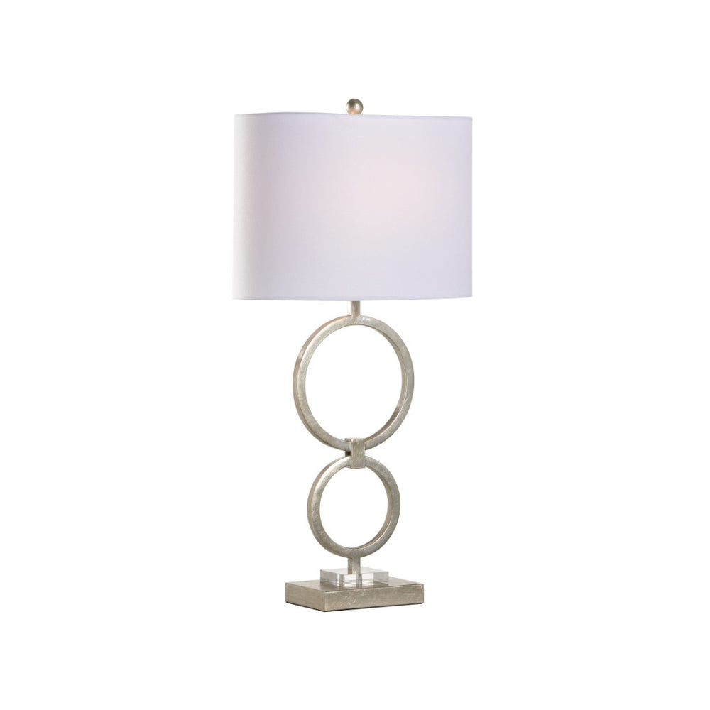 Chelsea House Silver Loop Lamp With Antique Silver-Leaf Iron & Crystal Accents — Sculptural 31" Table Lamp For Glam Rooms 69398