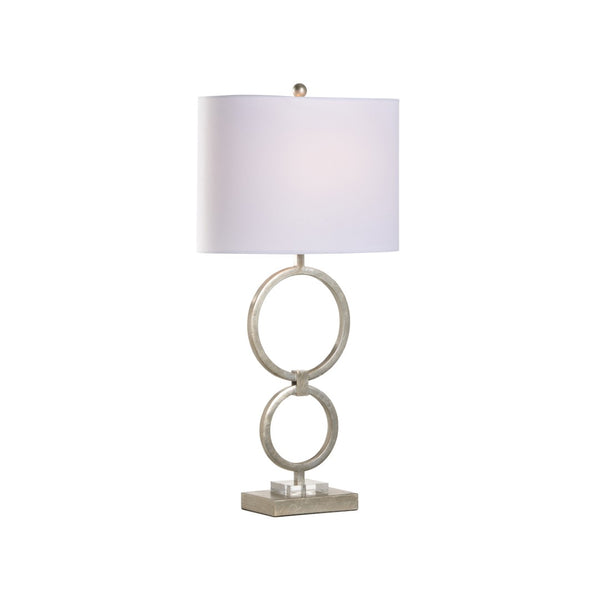Chelsea House Silver Loop Lamp With Antique Silver-Leaf Iron & Crystal Accents — Sculptural 31" Table Lamp For Glam Rooms 69398