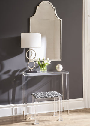 Chelsea House Silver Loop Lamp With Antique Silver-Leaf Iron & Crystal Accents — Sculptural 31" Table Lamp For Glam Rooms 69398