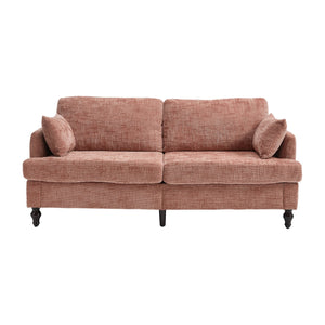 English Elm Modern chenille 2-seater sofa with LED lighting, USB charging, storage pocket, sturdy wood legs Pink W395P318541