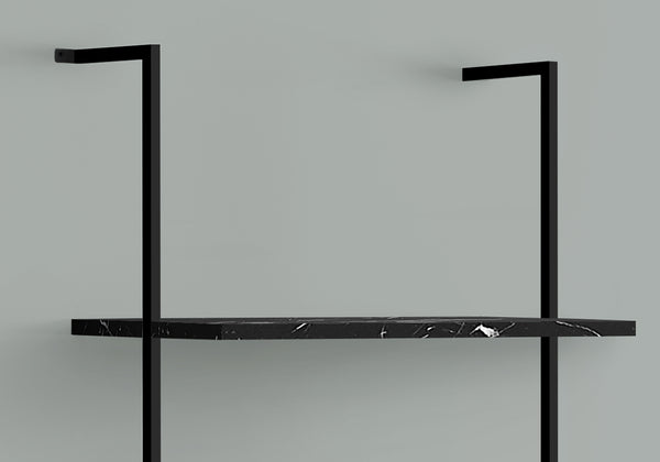 English Elm Bookshelf, 5-Tier Ladder Design With Black Marble-Look Shelves & Metal Frame For Modern Spaces B2710P219406