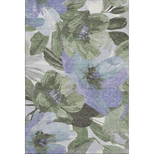 HomeRoots 10' X 14' Olive Green Floral Area Rug - Washable, UV Protected, Pet-Friendly for Stylish Living Spaces 693996
