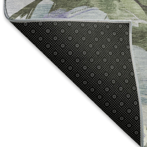 HomeRoots 10' X 14' Olive Green Floral Area Rug - Washable, UV Protected, Pet-Friendly for Stylish Living Spaces 693996