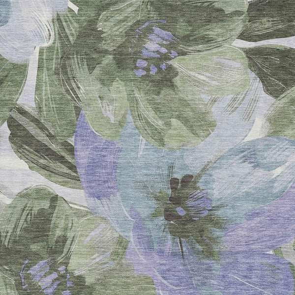 HomeRoots 10' X 14' Olive Green Floral Area Rug - Washable, UV Protected, Pet-Friendly for Stylish Living Spaces 693996