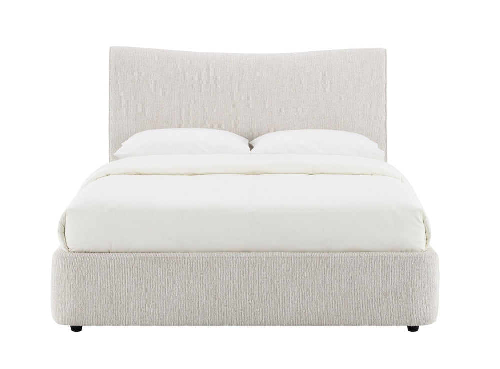 English Elm Renee Chenille Upholstered Queen Bed Padded Headboard Footboard No Tool Assembly B2756S00033