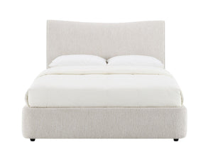 English Elm Renee Chenille Upholstered Queen Bed Padded Headboard Footboard No Tool Assembly B2756S00033