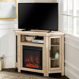 English Elm Walker Edison - Classic Glass-Door Fireplace Tv Stand For Tvs Up To 55" - White Oak