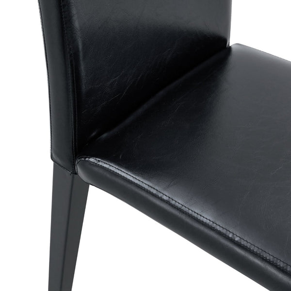 English Elm Four Black Pu Leather Dining Chairs with Steel Legs for Modern Industrial Kitchens W1151P372919