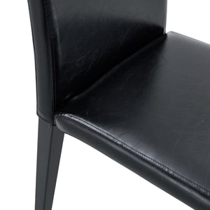 English Elm Four Black Pu Leather Dining Chairs with Steel Legs for Modern Industrial Kitchens W1151P372918
