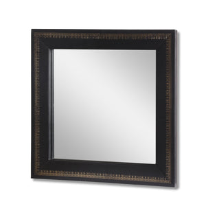 English Elm Christopher Knight Home® - Wall Black Mirror Handcrafted Leather Frame with Gold Embossing — Boho Tempered Glass Accent (27") 68949.00