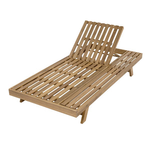 English Elm 2/3 Solid Acacia Wood Outdoor Lounge Chair Foldable Slatted Reclining Patio Chaise Light Brown N770P253442L