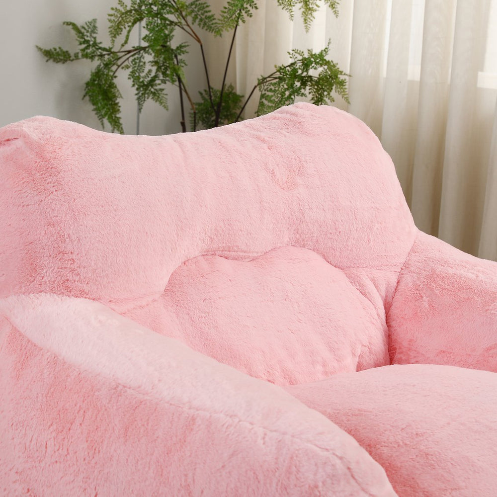 English Elm Bean Bag Chair - Plush Faux-Fur Sofa With Armrests, High-Density Foam, Easy Care, Ideal For Relaxing W2200P313804