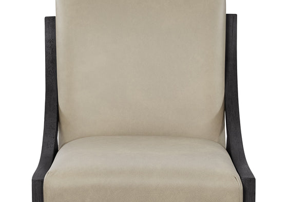 English Elm Leather Sling Chair Set of 2 in Peppercorn Finish — Performance Leather, Sculptural Arms, Cushioned Comfort B2699P346315